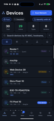 MyNeS Mobile devices screen on Android