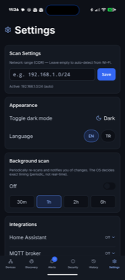 MyNeS Mobile settings screen on Android